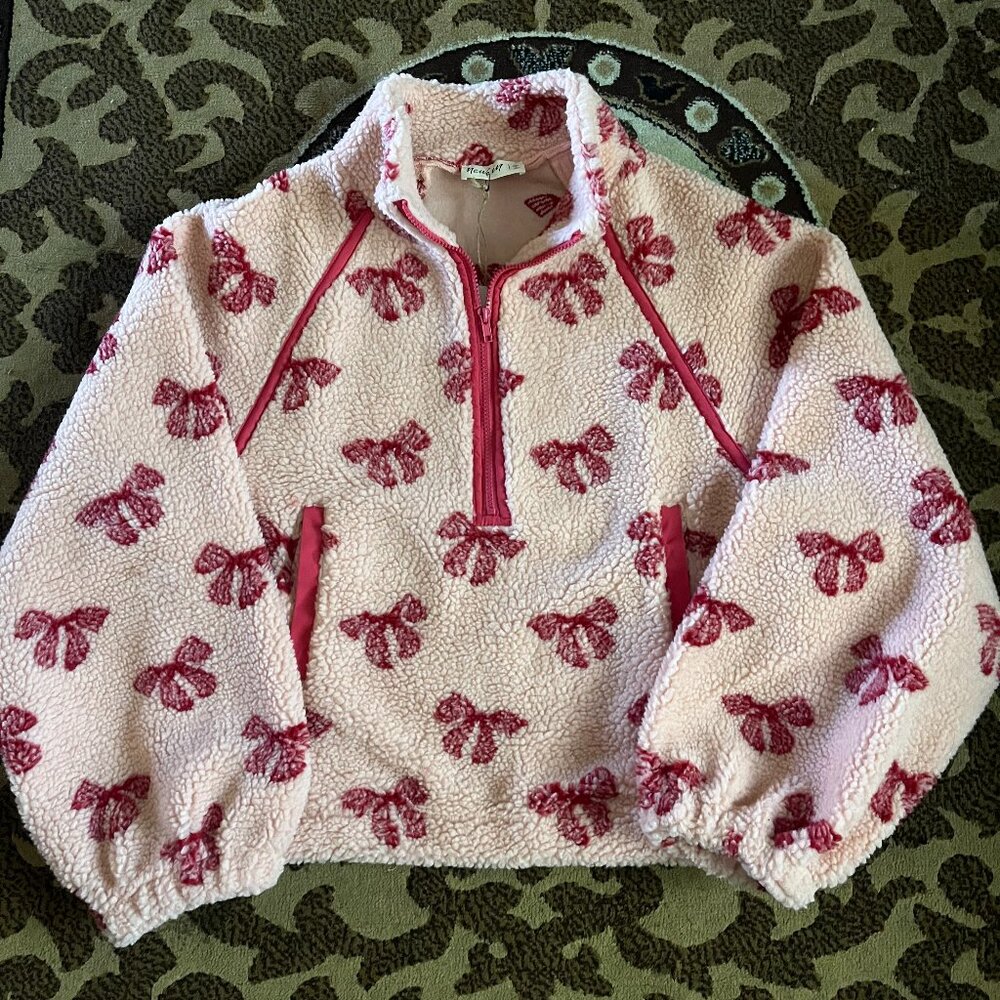 Coquette Light pink with dark pink bows Sherpa Sweater